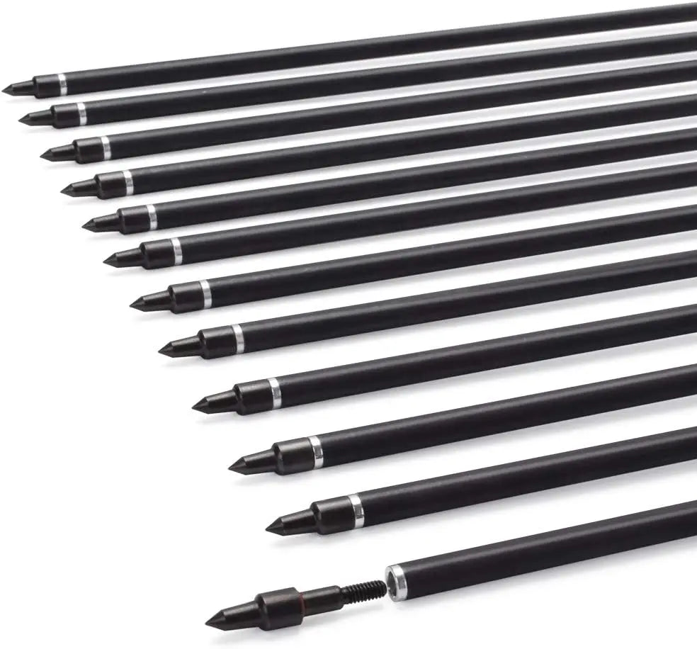 Arrows for Compound Bows, Carbon Hunting Arrows for Archery Spine 500 with 100 Grain Screw Tips 6/12PCS 26/28/30"