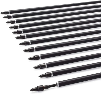 Arrows for Compound Bows, Carbon Hunting Arrows for Archery Spine 500 with 100 Grain Screw Tips 6/12PCS 26/28/30"