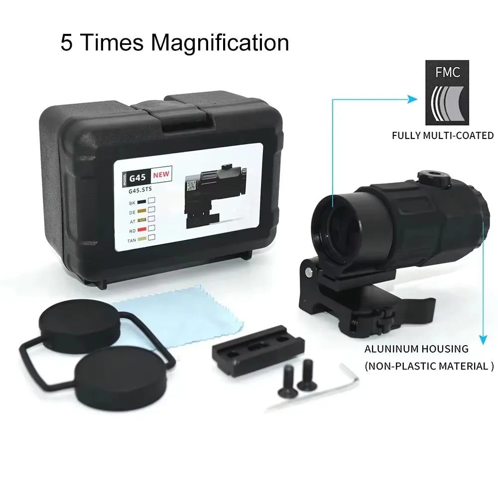 G33 G43 G45 Sight Fixed 3X 5X Magnifier Scope with Switch to Side Quick Detachable QD Mount