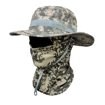 Sun Hat Full Face Mask Set Wide Brim
