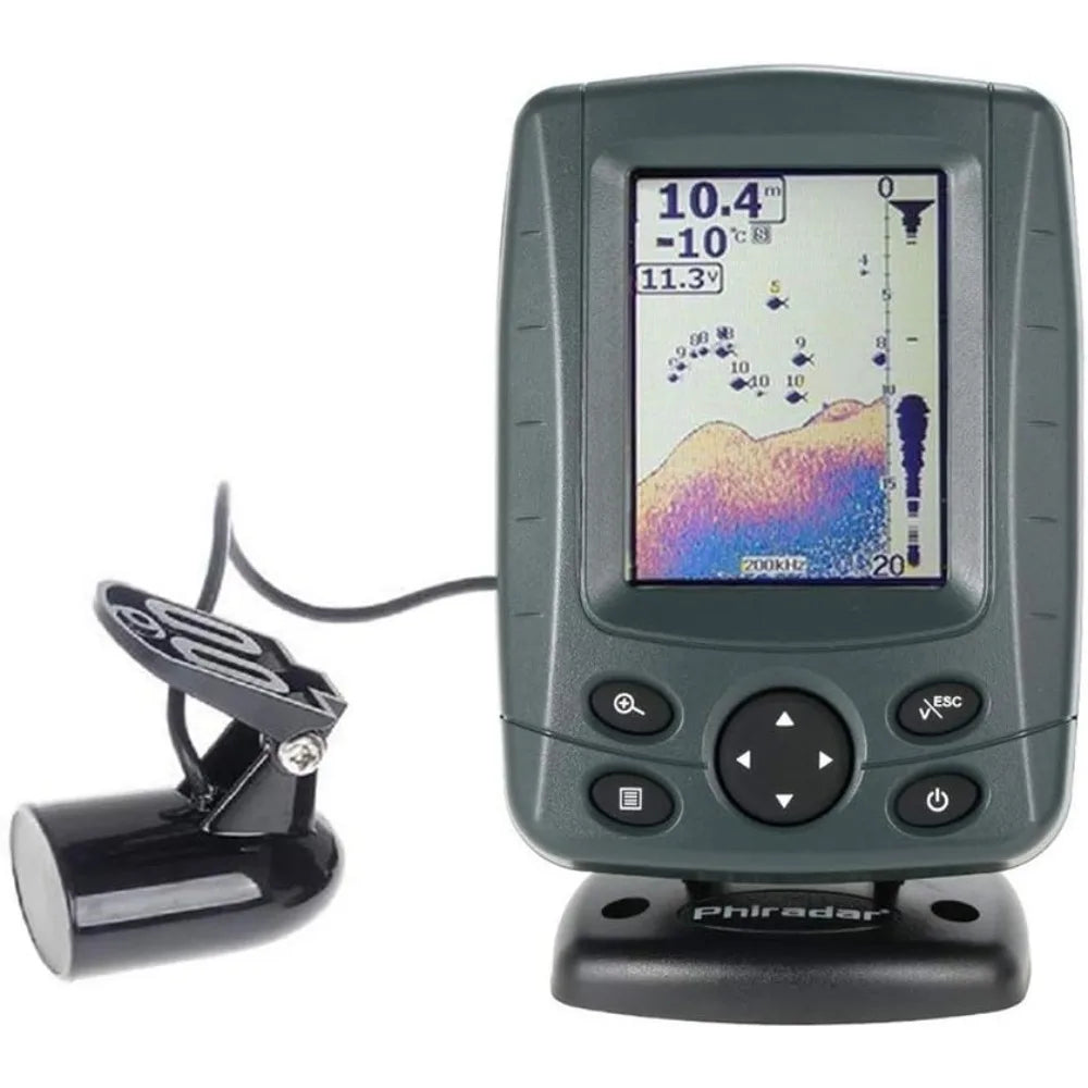 LCD Boat Fish Finder dual sonar frequency, multilingual autozoom detection.