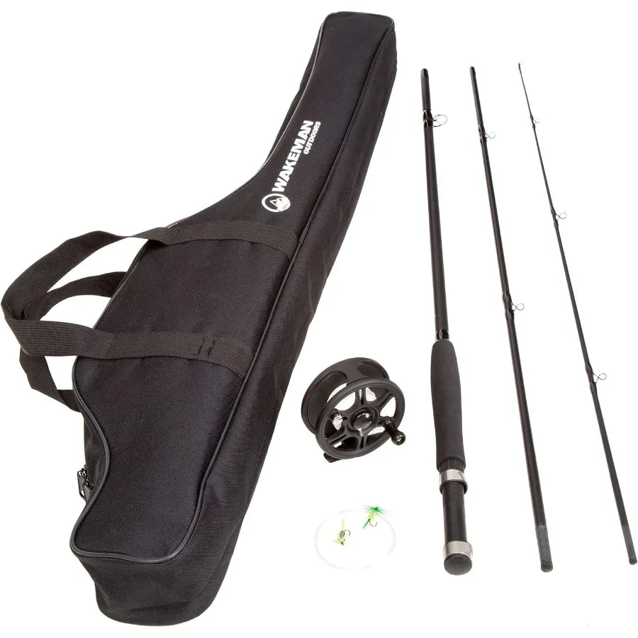 Fly Fishing Rod and Reel Combo with Carrying Case, Flies and Fishing Line for Outdoor Angling Adventures