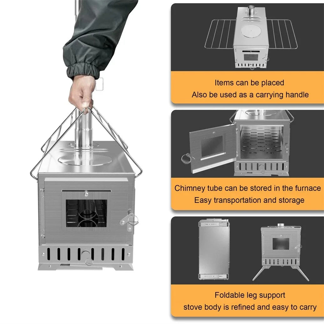 Tent wood Burning Stove for Outdoor Heating & Cooking