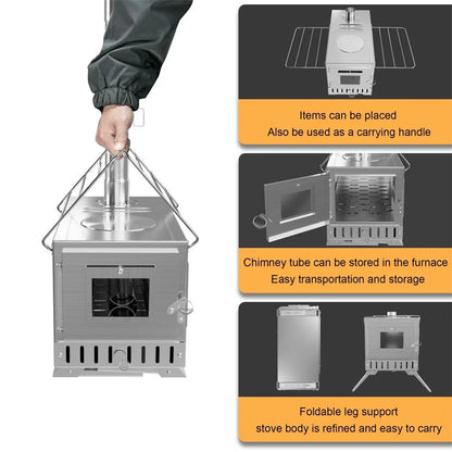 Tent wood Burning Stove for Outdoor Heating & Cooking