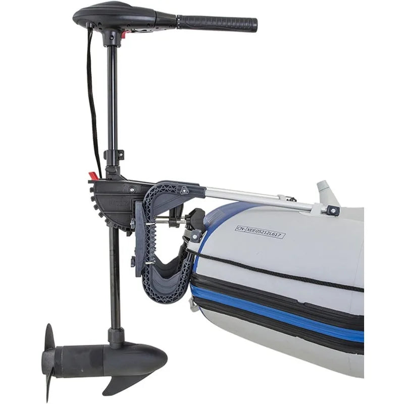 Transom Trolling Motor: Easy to Attach Built in Battery Meter.