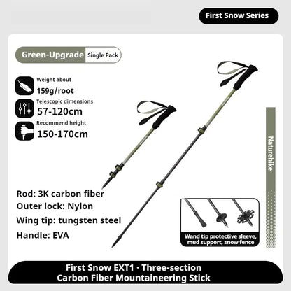 Hiking Stick Carbon Fiber Telescopic Ultralight Outdoor trekking