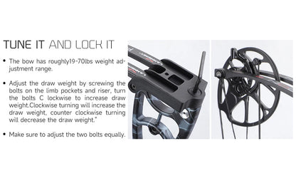 Compound Bow Archery Set - Right Hand Archery Compound Bows 30-70 lbs Draw Weight.