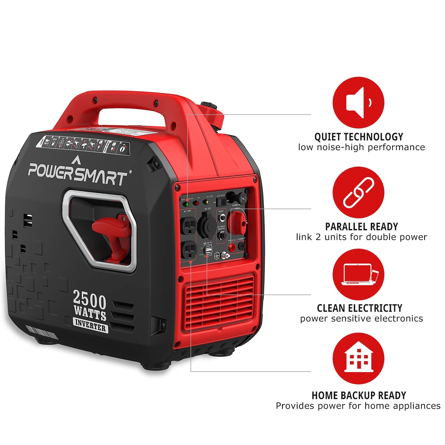 2500-Watt Portable Inverter Generator with Quiet Technology