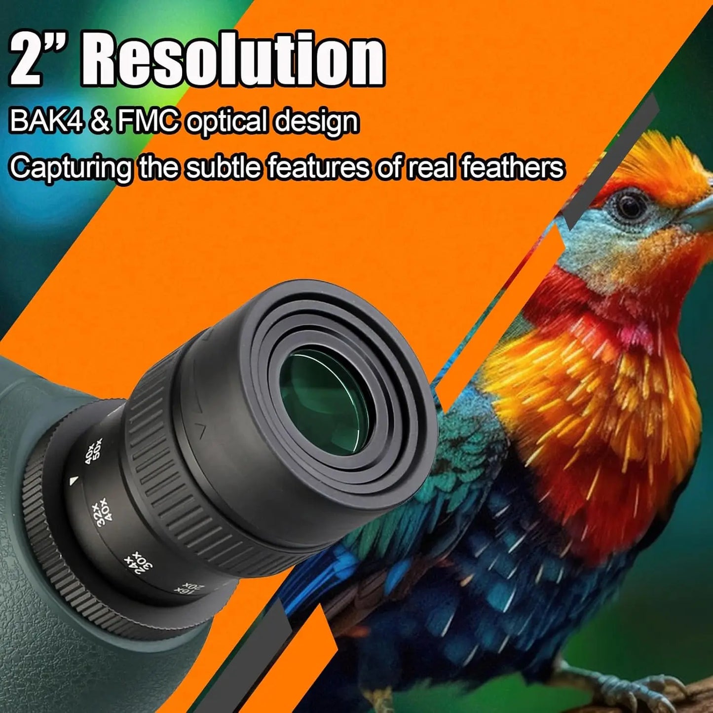 Angled 20-60x80 Spotting Scope, Dual Focus, IPX7 Waterproof.