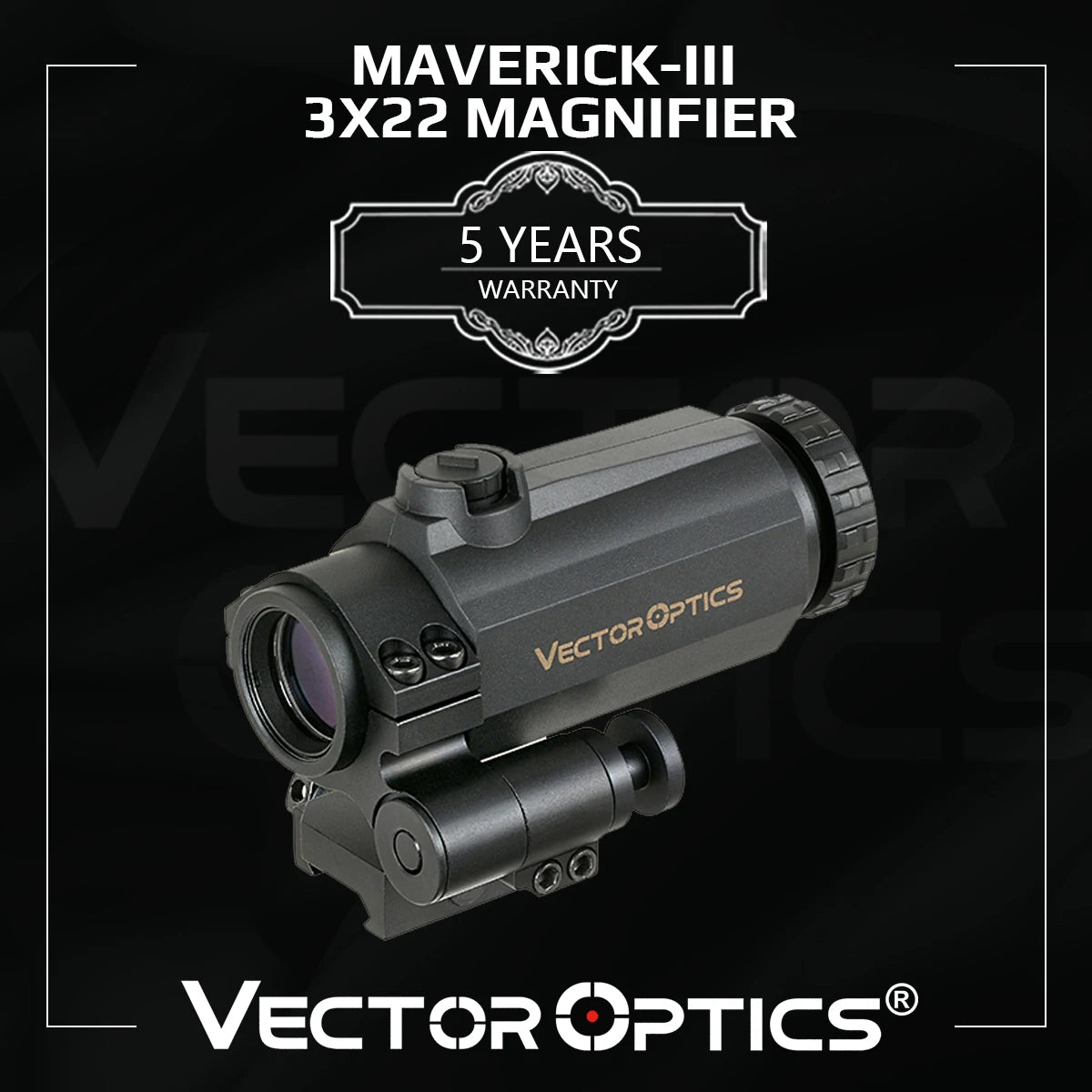 Maverick-III 3x22 Magnifier with Rubber Armed, Red Dot Scope Sight, AR 15