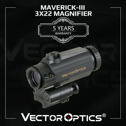 Maverick-III 3x22 Magnifier with Rubber Armed, Red Dot Scope Sight, AR 15