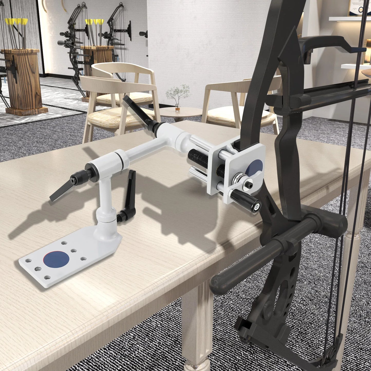 Universal 360° Archery Compound Bow Vise 10-60mm Adjustable Level Archery Mount.