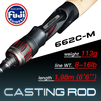SEASIR Repeater Fishing Rod Fuji-O Guide Rings, Carbon High Sensitivity 2A Grade Cork Handle, 6Kg Super Drag
